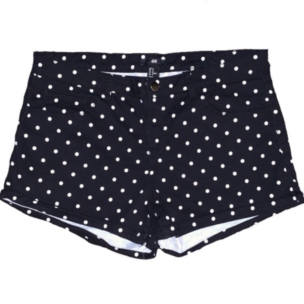 H&M polka-dot black & white denim shorts Women 12